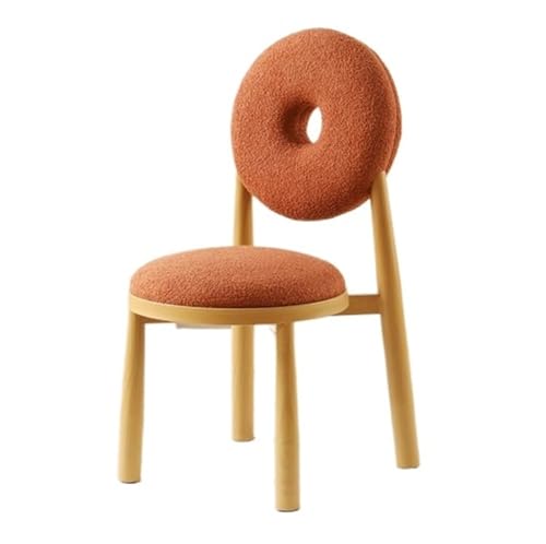 QAZXDRFG Esszimmerstühle mit Donut-förmiger Rückenlehne, Kommodenstuhl mit gepolsterter Sitzfläche und Stuhlbeinen aus Eisen, Schminkstuhl, Küchenstühle, Esszimmerstühle, langlebig (braun) von QAZXDRFG