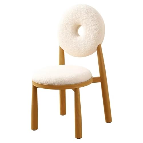 QAZXDRFG Esszimmerstühle mit Donut-förmiger Rückenlehne, Kommodenstuhl mit gepolsterter Sitzfläche und Stuhlbeinen aus Eisen, Schminkstuhl, Küchenstühle, Esszimmerstühle, langlebig (weiß) von QAZXDRFG