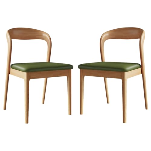 QAZXDRFG Esszimmerstuhl 2er-Set, Nordeuropäischer gepolsterter Akzentstuhl mit Katzenkratzleder, ergonomischer Stuhl ohne Armlehnen mit Sitzkissen für Küche und Wohnzimmer, Holz + Dunkelgrün von QAZXDRFG