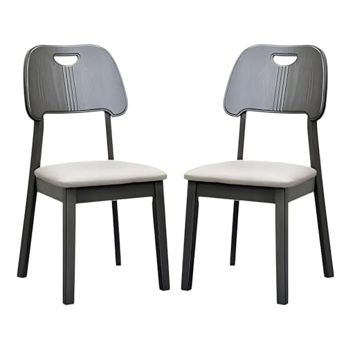 QAZXDRFG Esszimmerstuhl-Set, 2er-Set, gepolsterter Akzentstuhl im Mid-Century-Stil mit kratzfestem Leder, ohne Armlehnen mit Sitzkissen für Esszimmer, Küche und Wohnzimmer (schwarz) von QAZXDRFG