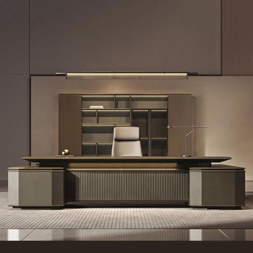 QAZXDRFG Executive Schreibtisch mit Schubladen, großer, moderner Schreibtisch mit Seitenschrank, rustikaler Computertisch mit Lichtstreifen für Home-Office, Arbeitsplatz QAZXDRFG Executive Schreibtisch mit Schubladen, großer, moderner Schreibtisch mit Seitenschrank, rustikaler Computertisch mit Lichtstreifen für Home-Office, Arbeitsplatz von QAZXDRFG