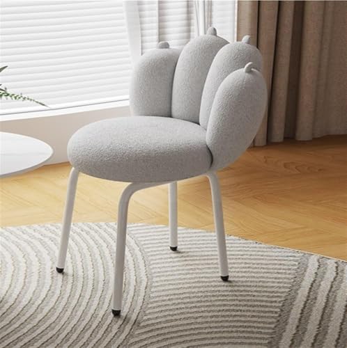 QAZXDRFG Flauschiger Stuhl mit 360°-Drehung, Metallbeinen, Schminkstuhl, bequemer gepolsterter Sessel für das Esszimmer im Homeoffice, langlebig (grau) von QAZXDRFG