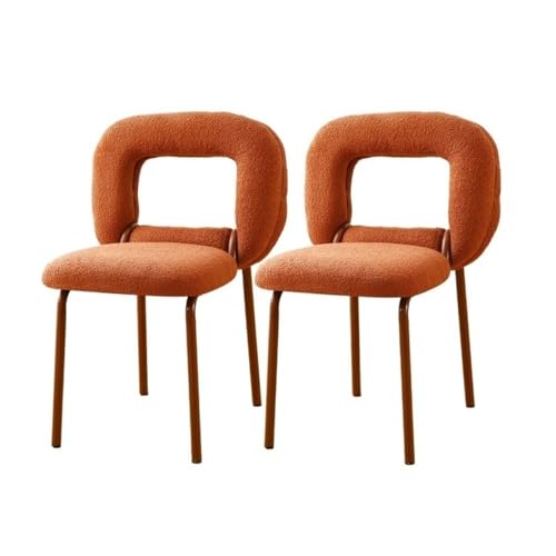 QAZXDRFG Gepolsterter Akzentstuhl mit donutförmiger Rückenlehne, 2er-Set, Moderne Esszimmerstühle, hübscher Freizeitstuhl für Wohnzimmer, Esszimmer, langlebig (Orange) von QAZXDRFG