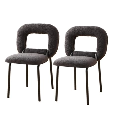 QAZXDRFG Gepolsterter Akzentstuhl mit donutförmiger Rückenlehne, 2er-Set, Moderne Esszimmerstühle, hübscher Freizeitstuhl für Wohnzimmer, Esszimmer, langlebig (grau) von QAZXDRFG