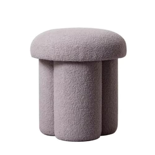 QAZXDRFG Gepolsterter Ottomane, Schuhwechselhocker, runder Schminkstuhl, dekorativer Fußhocker für Wohnzimmer, Schlafzimmer, Eingangsbereich, Ankleidezimmer (grau) von QAZXDRFG