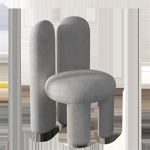 QAZXDRFG Gepolsterter Schminkstuhl mit Rückenlehne, Freizeitsofa aus Plüschwolle, süßer Akzentstuhl für Wohnzimmer, kleine Räume, langlebig (grau) von QAZXDRFG