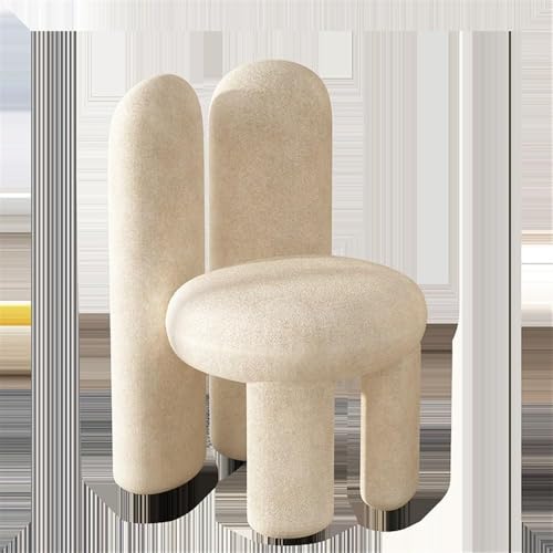 QAZXDRFG Gepolsterter Schminkstuhl mit Rückenlehne, Plüschwolle, Freizeitsofa, süßer Akzentstuhl für Wohnzimmer, Kammer, kleine Räume, praktisch (Beige) von QAZXDRFG