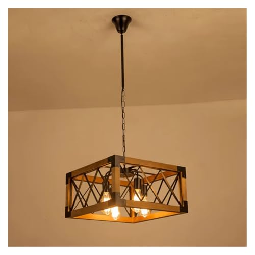 QAZXDRFG Hängelampe Vintage aus Holz für Wohnzimmer, Schlafzimmer und Esszimmer – rustikaler Loft Stil im eleganten Design von QAZXDRFG