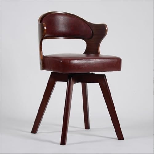 QAZXDRFG Hochhöhenstühle, Schminktisch mit Rückenlehne, Stühle mit Beinen aus Massivholz, drehbare Barhocker für Küchen-, Schmink- und Wohnzimmermöbel, langlebig (Rojo) von QAZXDRFG