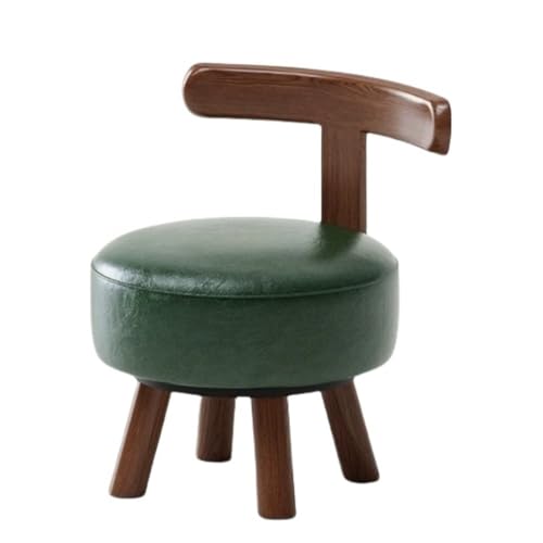 QAZXDRFG Hocker mit Rückenlehne, drehbarer Ledersessel, bequemer Schminkhocker, runde gepolsterte Hocker, Moderne Fußstütze, Ottomane für Schlafzimmer, Wohnzimmer, Balkon, Frisiertisch (grün) von QAZXDRFG