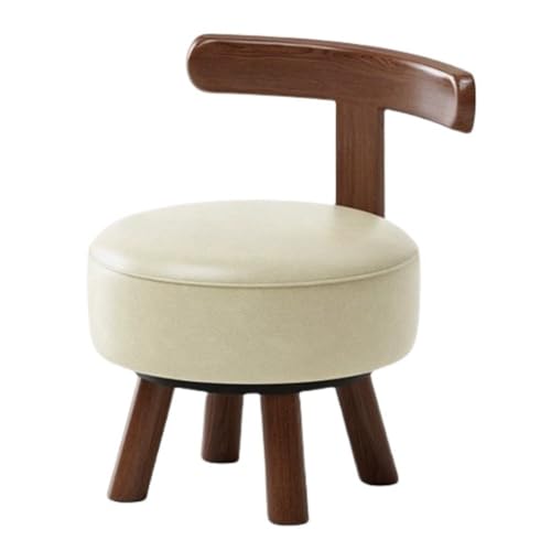 QAZXDRFG Hocker mit Rückenlehne, drehbarer Ledersessel, bequemer Schminkhocker, runde gepolsterte Hocker, Moderne Fußstütze, Ottomane für Schlafzimmer, Wohnzimmer, Balkon, Frisiertisch (weiß) von QAZXDRFG
