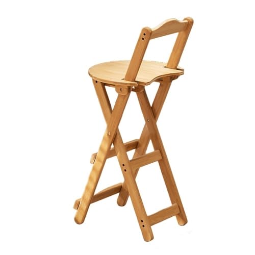 QAZXDRFG Klappbarer Barhocker, hoher Hocker mit Rückenlehne, tragbare Holzstühle, einfacher zusammenklappbarer Hocker für Esszimmer, Küche, Wohnzimmer (Gelb, 11,4 * 14,2 * 33,5 Zoll) von QAZXDRFG