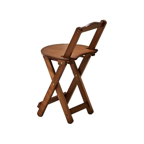 QAZXDRFG Klappbarer Barhocker, hoher Hocker mit Rückenlehne, tragbare Holzstühle, einfacher zusammenklappbarer Hocker für Esszimmer, Küche, Wohnzimmer (braun, 11,4 * 10,6 * 27,6 Zoll) von QAZXDRFG