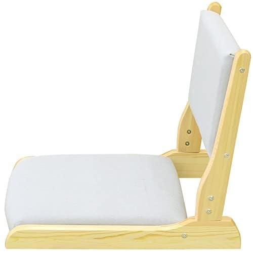 QAZXDRFG Klappbarer Bodenstuhl mit Rückenlehne und Kissen, Meditationsstuhl, Wohnzimmersitz aus Holz für den Innen- und Außenbereich, langlebig (weiß) von QAZXDRFG