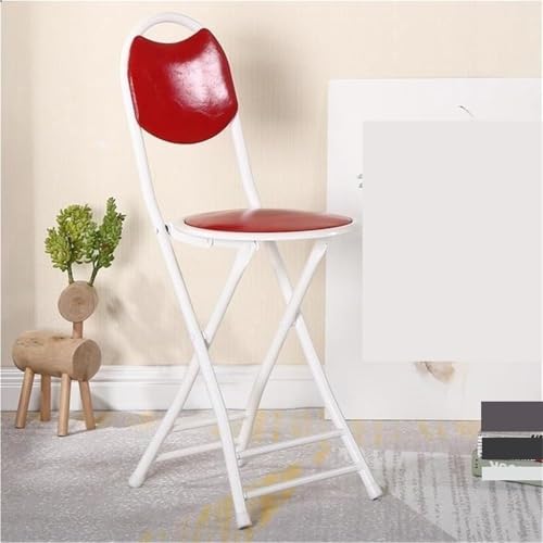 QAZXDRFG Klapphocker, tragbarer Klappstuhl mit Rückenlehne, hohe Esszimmerstühle, Akzentstuhl, einfach zusammenzuklappen und aufzubewahren, für Küche und Wohnzimmer, praktisch (Rojo) von QAZXDRFG