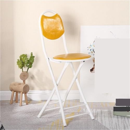 QAZXDRFG Klapphocker, tragbarer Klappstuhl mit Rückenlehne, hohe Esszimmerstühle, Akzentstuhl, einfach zusammenzuklappen und aufzubewahren, für Küche und Wohnzimmer, praktisch (gelb) von QAZXDRFG