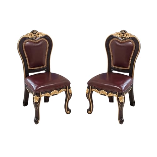 QAZXDRFG Kleine Lederstühle, Stark Belastbare Kleine Hocker Mit Rückenlehne, Hochfedernder Schwammsitz Für Schlafzimmerschrank-Eingangsbereich-Couchtische, Sitzhöhe 10,63, Dunkle Farbe, 2 Stück von QAZXDRFG