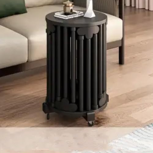 QAZXDRFG Mehrzweck-Beistelltisch mit mobiler Basis, einfacher Esszimmerstuhl, 6er-Set, stapelbare runde Holzhocker für Balkon, Wohnzimmer, praktisch (schwarz) von QAZXDRFG