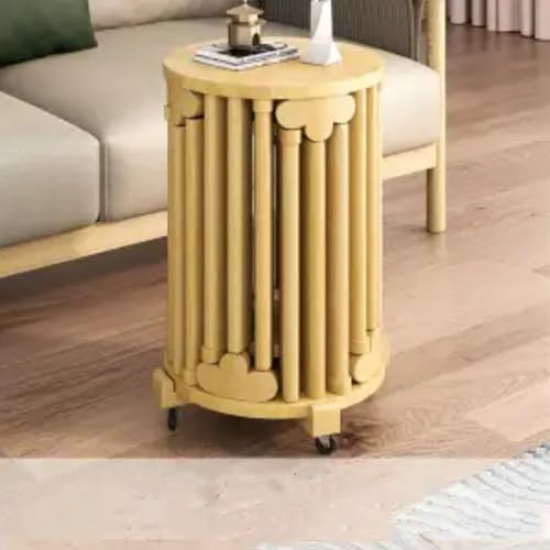 QAZXDRFG Mehrzweck-Beistelltisch mit mobiler Basis, einfacher Esszimmerstuhl, 6er-Set, stapelbare runde Holzhocker für das Wohnzimmer auf dem Balkon, praktisch (gelb) von QAZXDRFG