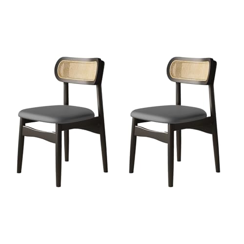 QAZXDRFG Moderne Esszimmerstühle, 2er-/4er-/6er-Set – Küchenstühle mit Rattan-Rückenlehne, Massivholzrahmen, gepolsterte Sitzfläche und Leder für Esszimmer, Küche, Büro, Schwarz+Grau, 2er-Set QAZXDRFG Moderne Esszimmerstühle, 2er-/4er-/6er-Set – Küchenstühle mit Rattan-Rückenlehne, Massivholzrahmen, gepolsterte Sitzfläche und Leder für Esszimmer, Küche, Büro, Schwarz+Grau, 2er-Set von QAZXDRFG