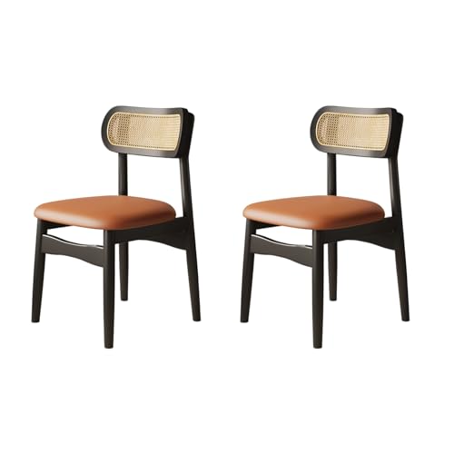 QAZXDRFG Moderne Esszimmerstühle, 2er-/4er-/6er-Set – Küchenstühle mit Rattan-Rückenlehne, Massivholzrahmen, gepolsterte Sitzfläche und Leder für Esszimmer, Küche, Büro, Schwarz+Orange, 2er-Set QAZXDRFG Moderne Esszimmerstühle, 2er-/4er-/6er-Set – Küchenstühle mit Rattan-Rückenlehne, Massivholzrahmen, gepolsterte Sitzfläche und Leder für Esszimmer, Küche, Büro, Schwarz+Orange, 2er-Set von QAZXDRFG