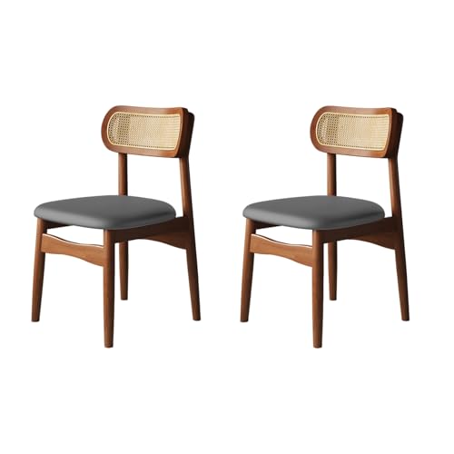 QAZXDRFG Moderne Esszimmerstühle, 2er-/4er-/6er-Set – Küchenstühle mit Rattan-Rückenlehne, Massivholzrahmen, gepolsterte Sitzfläche und Leder für Esszimmer, Küche, Büro, Walnuss + Grau, 2er-Set QAZXDRFG Moderne Esszimmerstühle, 2er-/4er-/6er-Set – Küchenstühle mit Rattan-Rückenlehne, Massivholzrahmen, gepolsterte Sitzfläche und Leder für Esszimmer, Küche, Büro, Walnuss + Grau, 2er-Set von QAZXDRFG