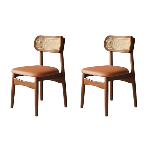 QAZXDRFG Moderne Esszimmerstühle, 2er-/4er-/6er-Set – Küchenstühle mit Rattan-Rückenlehne, Massivholzrahmen, gepolsterte Sitzfläche und Leder für Esszimmer, Küche, Büro, Walnuss + Orange, 2er-Set QAZXDRFG Moderne Esszimmerstühle, 2er-/4er-/6er-Set – Küchenstühle mit Rattan-Rückenlehne, Massivholzrahmen, gepolsterte Sitzfläche und Leder für Esszimmer, Küche, Büro, Walnuss + Orange, 2er-Set von QAZXDRFG