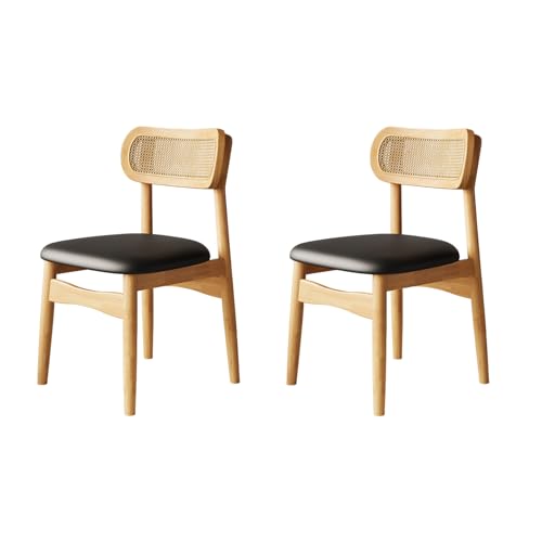 QAZXDRFG Moderne Esszimmerstühle, 2er-/4er-/6er-Set – Küchenstühle mit Rattan-Rückenlehne, Massivholzrahmen, gepolsterter Sitz und Leder für Esszimmer, Küche, Büro, Original Holz + Schwarz, 2er-Set QAZXDRFG Moderne Esszimmerstühle, 2er-/4er-/6er-Set – Küchenstühle mit Rattan-Rückenlehne, Massivholzrahmen, gepolsterter Sitz und Leder für Esszimmer, Küche, Büro, Original Holz + Schwarz, 2er-Set von QAZXDRFG