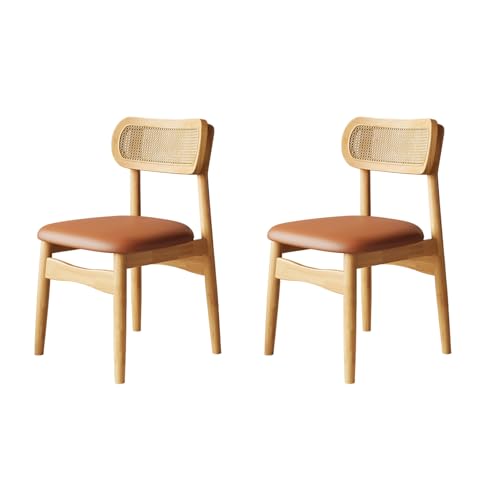 QAZXDRFG Moderne Esszimmerstühle, 2er-/4er-/6er-Set – Küchenstühle mit Rattan-Rückenlehne, Massivholzrahmen, gepolsterter Sitz und Leder für Esszimmer, Küche, Büro, Original Wood+Orange, 2er-Set QAZXDRFG Moderne Esszimmerstühle, 2er-/4er-/6er-Set – Küchenstühle mit Rattan-Rückenlehne, Massivholzrahmen, gepolsterter Sitz und Leder für Esszimmer, Küche, Büro, Original Wood+Orange, 2er-Set von QAZXDRFG