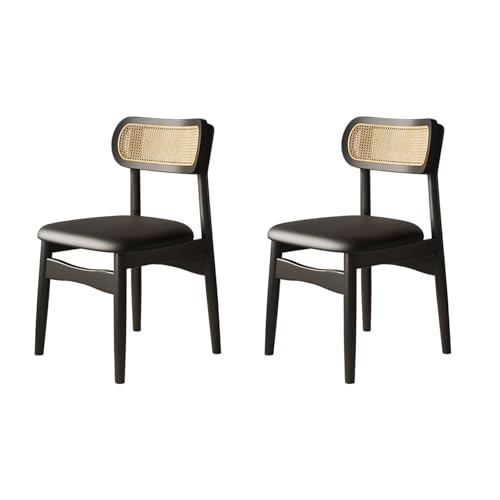 QAZXDRFG Moderne Esszimmerstühle, 2er-/4er-/6er-Set – Küchenstühle mit Rattan-Rückenlehne, Massivholzrahmen, gepolsterter Sitz und Leder für Esszimmer, Küche, Büro, Schwarz+Schwarz, 2er-Set QAZXDRFG Moderne Esszimmerstühle, 2er-/4er-/6er-Set – Küchenstühle mit Rattan-Rückenlehne, Massivholzrahmen, gepolsterter Sitz und Leder für Esszimmer, Küche, Büro, Schwarz+Schwarz, 2er-Set von QAZXDRFG