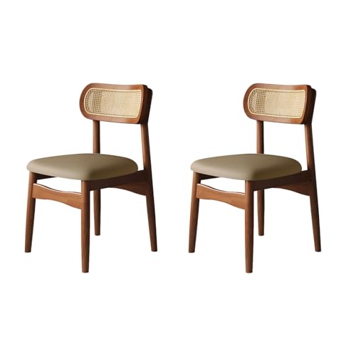 QAZXDRFG Moderne Esszimmerstühle, 2er-/4er-/6er-Set – Küchenstühle mit Rattan-Rückenlehne, Massivholzrahmen, gepolsterter Sitz und Leder für Esszimmer, Küche, Büro, Walnuss + Khaki, 2er-Set QAZXDRFG Moderne Esszimmerstühle, 2er-/4er-/6er-Set – Küchenstühle mit Rattan-Rückenlehne, Massivholzrahmen, gepolsterter Sitz und Leder für Esszimmer, Küche, Büro, Walnuss + Khaki, 2er-Set von QAZXDRFG