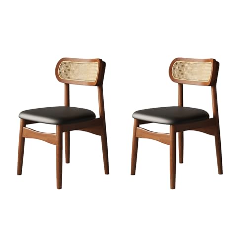 QAZXDRFG Moderne Esszimmerstühle, 2er-/4er-/6er-Set – Küchenstühle mit Rattan-Rückenlehne, Massivholzrahmen, gepolsterter Sitz und Leder für Esszimmer, Küche, Büro, Walnuss + Schwarz, 2er-Set QAZXDRFG Moderne Esszimmerstühle, 2er-/4er-/6er-Set – Küchenstühle mit Rattan-Rückenlehne, Massivholzrahmen, gepolsterter Sitz und Leder für Esszimmer, Küche, Büro, Walnuss + Schwarz, 2er-Set von QAZXDRFG