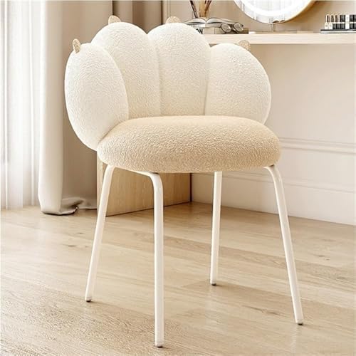 QAZXDRFG Moderner, einfacher Schminkstuhl mit Katzenkrallen-Rückenlehne und Plüschsitz, stilvoller Frisiertischstuhl für Wohnzimmer und Schminktisch, langlebig (Khaki) von QAZXDRFG