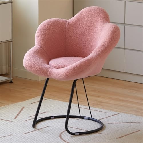 QAZXDRFG Moderner Schminkstuhl, Frisiertischstuhl mit Blütenblatt-Rückenlehne, Akzentstühle mit weichem Kissen, Loungesessel für Schminktisch, Wohnzimmer, langlebig (Pink) von QAZXDRFG