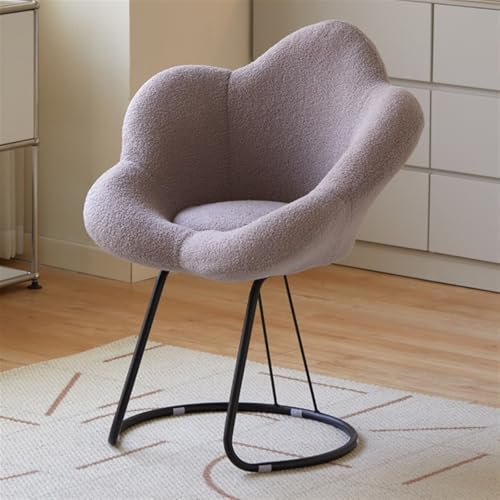QAZXDRFG Moderner Schminkstuhl, Frisiertischstuhl mit Blütenblatt-Rückenlehne, Akzentstühle mit weichem Kissen, Loungesessel für Schminktisch, Wohnzimmer, langlebig (grau) von QAZXDRFG