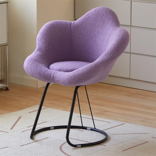 QAZXDRFG Moderner Schminkstuhl, Frisiertischstuhl mit Blütenblatt-Rückenlehne, Akzentstühle mit weichem Kissen, Loungesessel für Schminktisch, Wohnzimmer, langlebig (lila) von QAZXDRFG