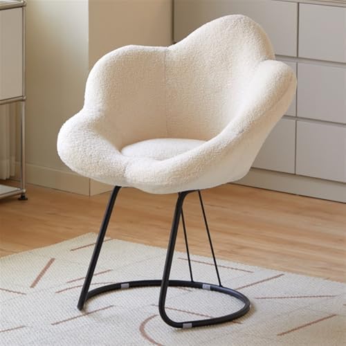 QAZXDRFG Moderner Schminkstuhl, Frisiertischstuhl mit Blütenblatt-Rückenlehne, Akzentstühle mit weichem Kissen, Loungesessel für Schminktisch, Wohnzimmer, langlebig (weiß) von QAZXDRFG