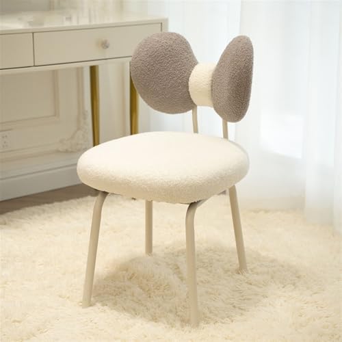 QAZXDRFG Moderner Schminkstuhl, Frisiertischstuhl mit Schleife, Rückenlehne, Bürostuhl mit Metallbeinen, Schminkhocker, Schreibtischstuhl für Ankleidezimmer, Wohnzimmer, langlebig (A (Nicht drehbar)) von QAZXDRFG