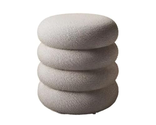 QAZXDRFG Moderner runder Pouf-Hocker, weich gepolsterter Schminkstuhl, Fußstütze, kompakter Ottoman-Sitz für kleine Räume, Eingangsbereiche, praktisch (grau) von QAZXDRFG