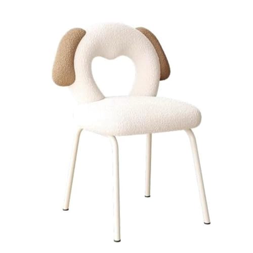 QAZXDRFG Niedlicher Schminkstuhl mit welpenförmiger Rückenlehne, moderner Schminkstuhl, Lesesitz, Ankleidehocker für Wohnzimmer, Balkon, praktisch (braun) von QAZXDRFG
