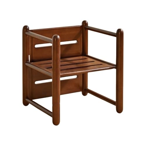 QAZXDRFG Niedriger Hocker aus Holz, Kleiner Stuhl mit Rückenlehne, quadratischer Hocker mit Armlehnen, multifunktionaler Fußhocker für Wohnzimmer, Schlafzimmer, Eingang (braun) von QAZXDRFG