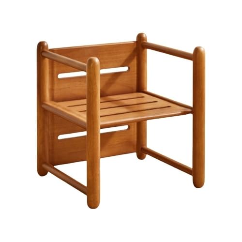 QAZXDRFG Niedriger Hocker aus Holz, Kleiner Stuhl mit Rückenlehne, quadratischer Hocker mit Armlehnen, multifunktionaler Fußhocker für Wohnzimmer, Schlafzimmer, Eingang (gelb) von QAZXDRFG