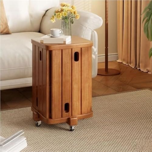 QAZXDRFG Quadratischer Holzhocker mit Rollenfuß, 4er-Set, stapelbare Hocker, Esszimmerstühle, multifunktionaler Beistelltisch für Wohnzimmer, Kammer, praktisch (natürlich) von QAZXDRFG