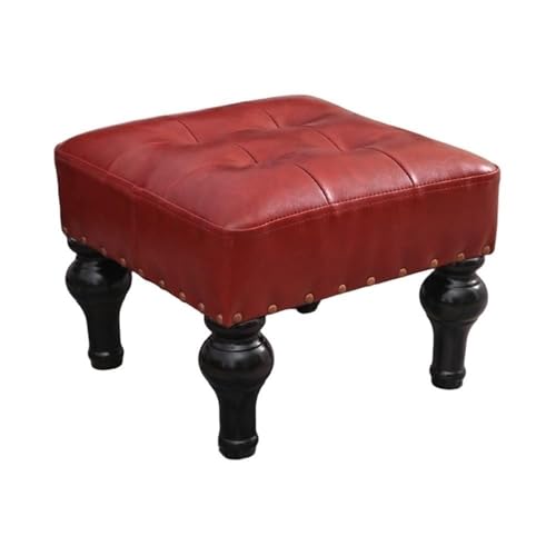QAZXDRFG Quadratischer Pouf im Retro-Stil, osmanischer Fußhocker, Kurze Hocker, Wechselschuhhocker, Sofastuhl für den Eingang des Wohnzimmers, praktisch (Rojo) von QAZXDRFG