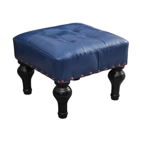 QAZXDRFG Quadratischer Pouf im Retro-Stil, osmanischer Fußhocker, Kurze Hocker, Wechselschuhhocker, Sofastuhl für den Eingang des Wohnzimmers, praktisch (blau) von QAZXDRFG