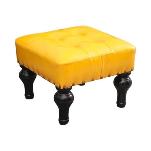 QAZXDRFG Quadratischer Pouf im Retro-Stil, osmanischer Fußhocker, Kurze Hocker, Wechselschuhhocker, Sofastuhl für den Eingang des Wohnzimmers, praktisch (gelb) von QAZXDRFG