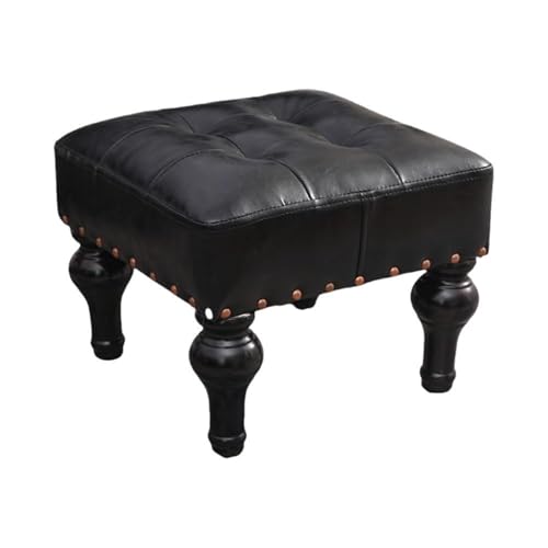 QAZXDRFG Quadratischer Pouf im Retro-Stil, osmanischer Fußhocker, Kurze Hocker, Wechselschuhhocker, Sofastuhl für den Eingang des Wohnzimmers, praktisch (schwarz) von QAZXDRFG