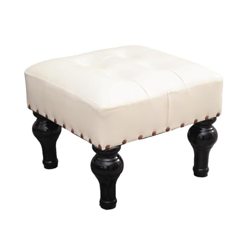 QAZXDRFG Quadratischer Pouf im Retro-Stil, osmanischer Fußhocker, Kurze Hocker, Wechselschuhhocker, Sofastuhl für den Eingang des Wohnzimmers, praktisch (weiß) von QAZXDRFG