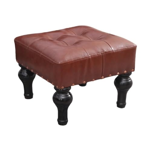 QAZXDRFG Quadratischer Pouf im Retro-Stil, osmanischer Fußhocker, kurzer Hocker, Schuhwechselhocker, Sofastuhl für den Eingang des Wohnzimmers, praktisch (braun) von QAZXDRFG