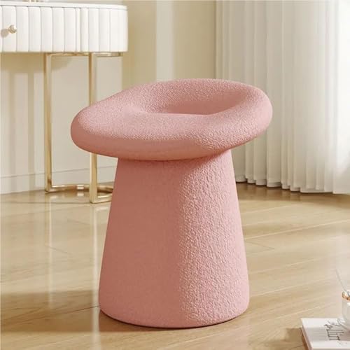 QAZXDRFG Runder Ottoman-Hocker mit weich gepolsterter Sitzfläche, Fußstütze, Ottoman-Kosmetikstuhl, Schuhwechselhocker für das Wohnzimmer, langlebig (Pink) von QAZXDRFG